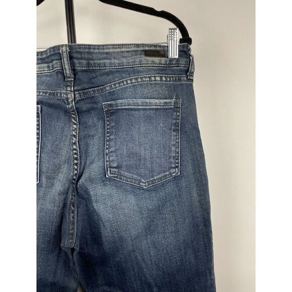 Kut From The Kloth Dark Blue Distressed Wash Straight Leg Denim Jeans Size 12 - Picture 8 of 8